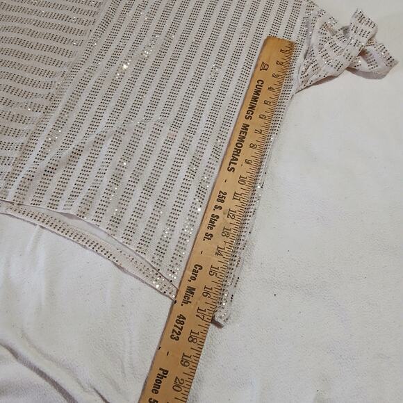 Clara Sun Woo 1/4 sleeve gold sequin tunic medium USA MADE handkerchief sides - Picture 10 of 10